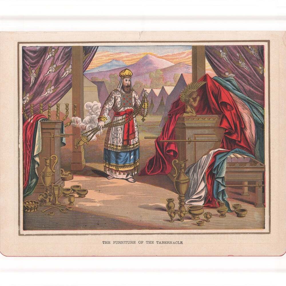 Furniture of the Tabernacle / Tabernacle in the Wilderness Bible Print Antique